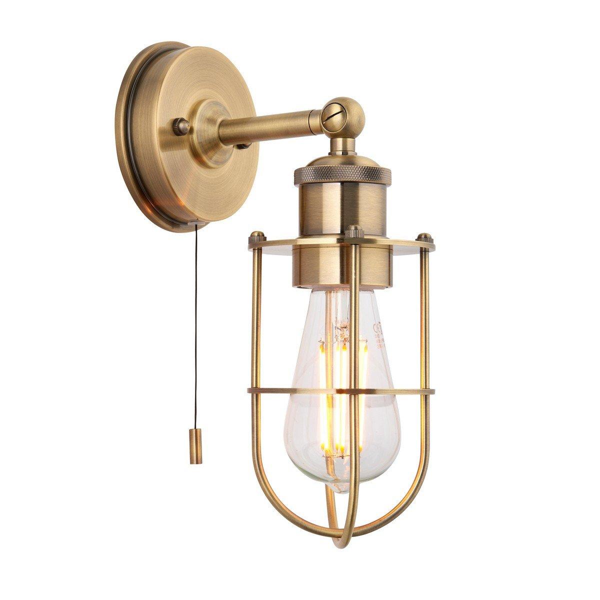 Treviso Bathroom Metal Wall Lamp Antique Brass Plate IP44