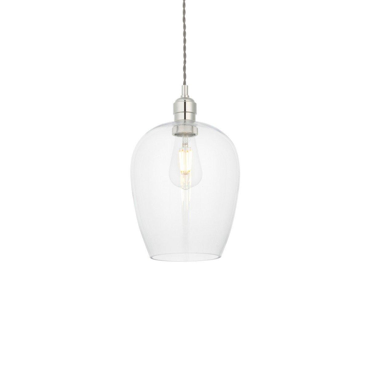 Livorno Single Pendant Ceiling Lamp Bright Nickel Plate Glass