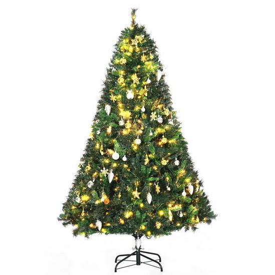 HOMCOM Pre Lit Artificial Christmas Tree Holiday Décor Ornament Metal Stand 1