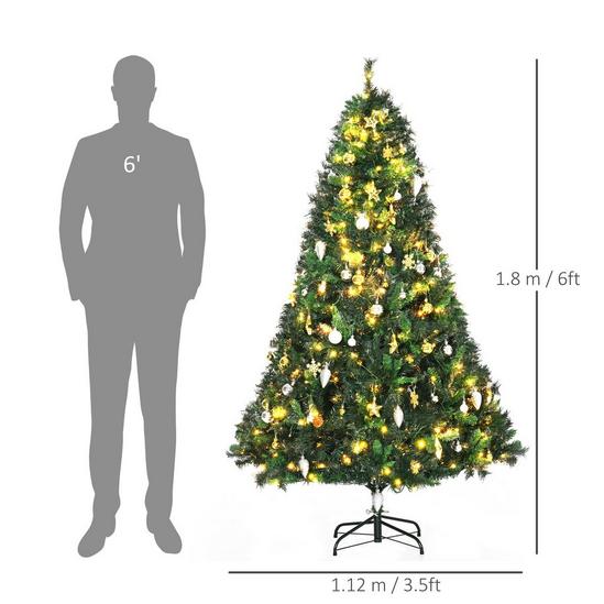 HOMCOM Pre Lit Artificial Christmas Tree Holiday Décor Ornament Metal Stand 4