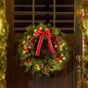HOMCOM Pre Lit Artificial Christmas Door Wreath Holly Garland Décor thumbnail 3