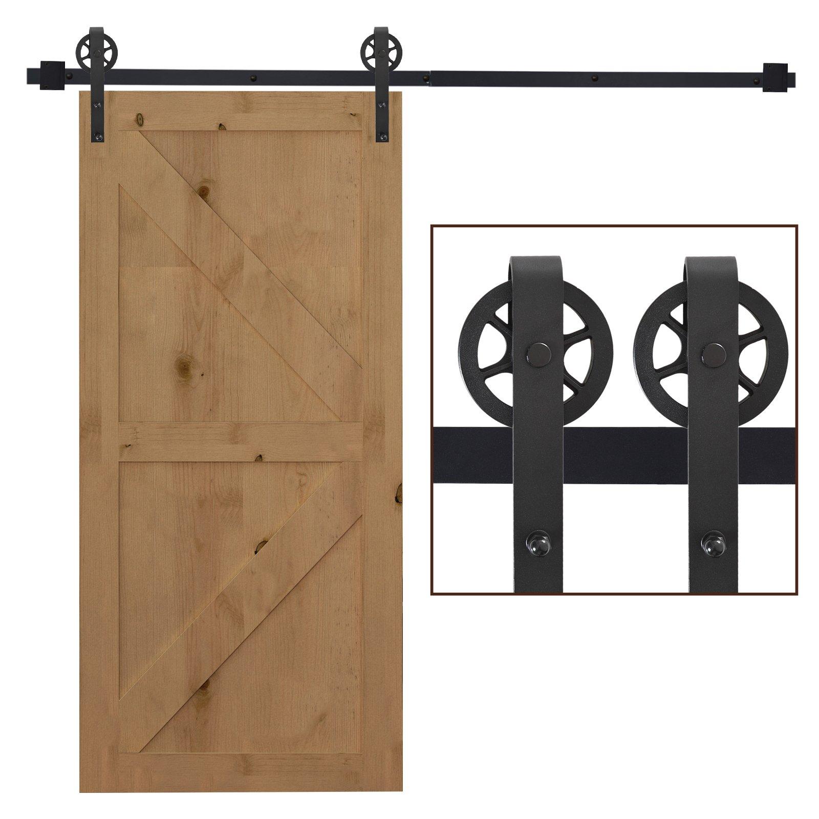 6.6ft Sliding Wood Barn Door Hardware Kits Track Roller Industrial