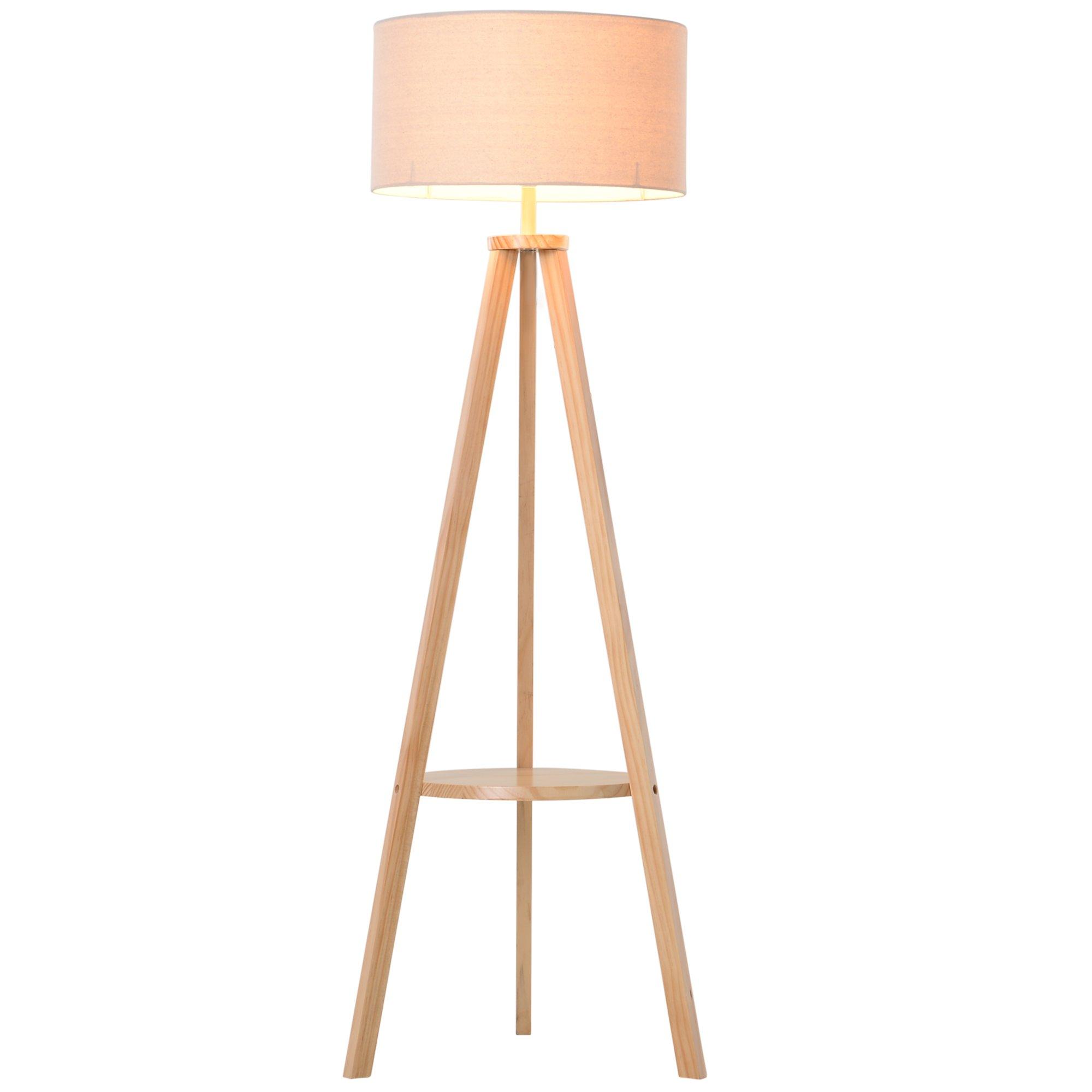 Bedside Light Free Standing Floor Lamp Tripod Holder Storage Shelf