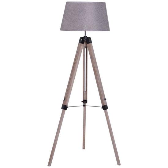 HOMCOM Free Standing Floor Lamp Bedside Light Tripod Holder Fabric Shade 1