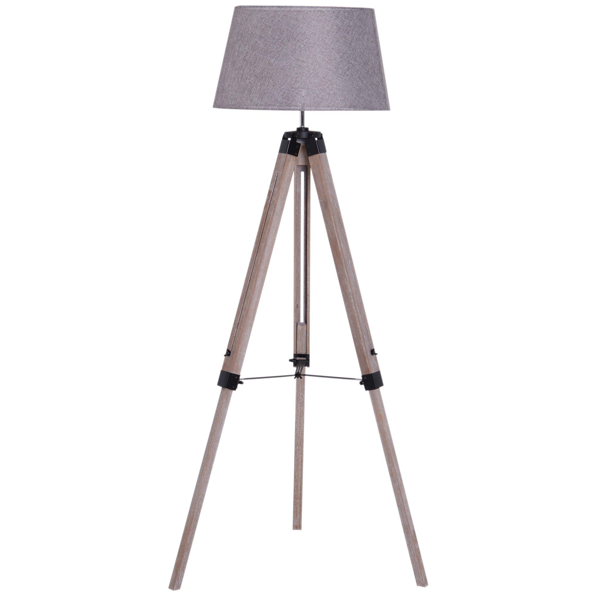 Free Standing Floor Lamp Bedside Light Tripod Holder Fabric Shade