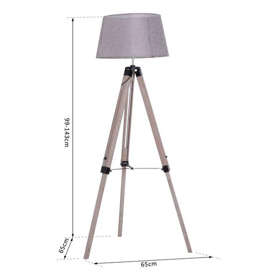 HOMCOM Free Standing Floor Lamp Bedside Light Tripod Holder Fabric Shade 3