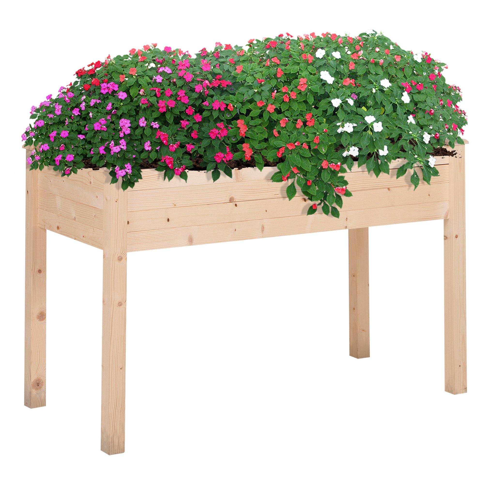 Garden Wooden Planter Flower Raised Bed Herb Grow Box Container
