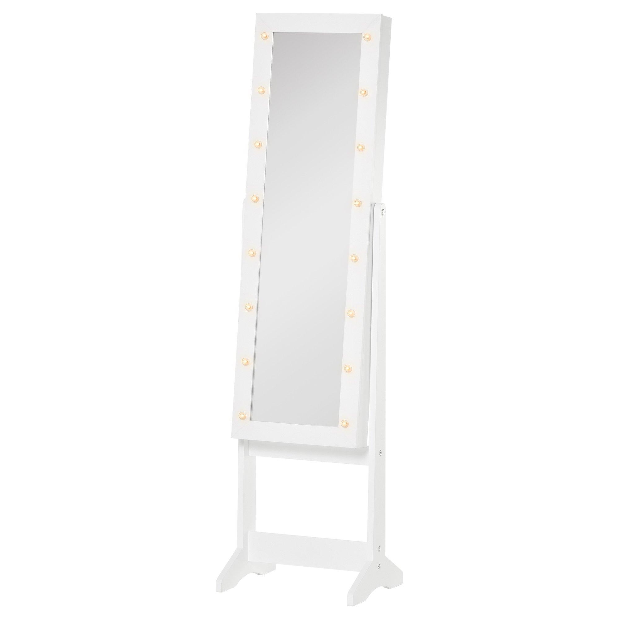 Free Standing LED Mirrored Jewelry Cabinet Armoire Floor Organiser