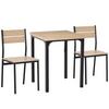 HOMCOM 3 Pcs Compact Dining Table 2 Chairs Set Wooden Metal Legs Kitchen thumbnail 1