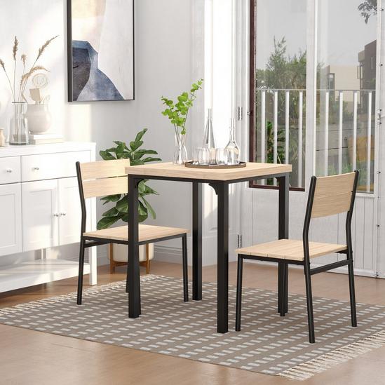 HOMCOM 3 Pcs Compact Dining Table 2 Chairs Set Wooden Metal Legs Kitchen 5