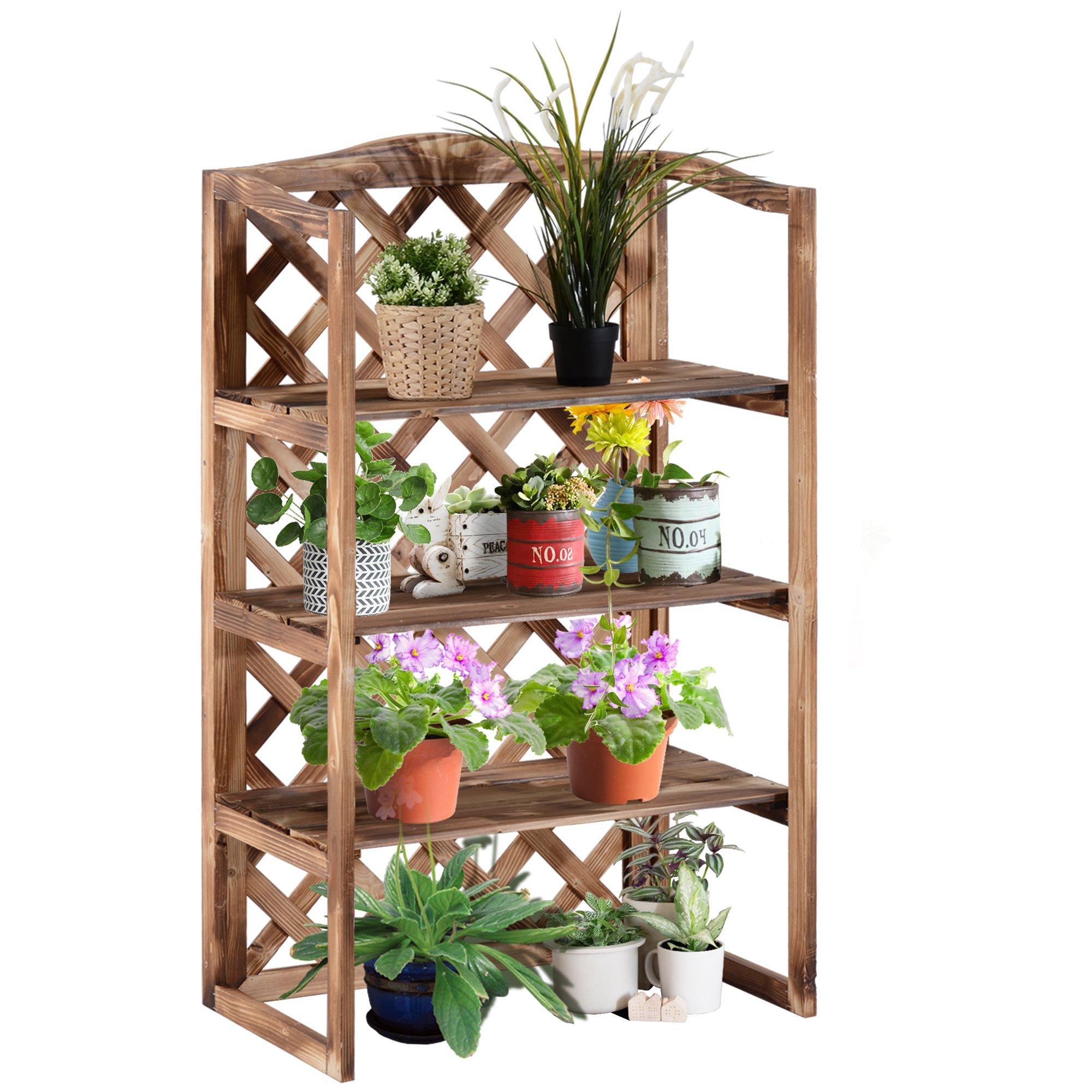 3-Tier Wooden Flower Stand Plant Holder Shelf Display Rack