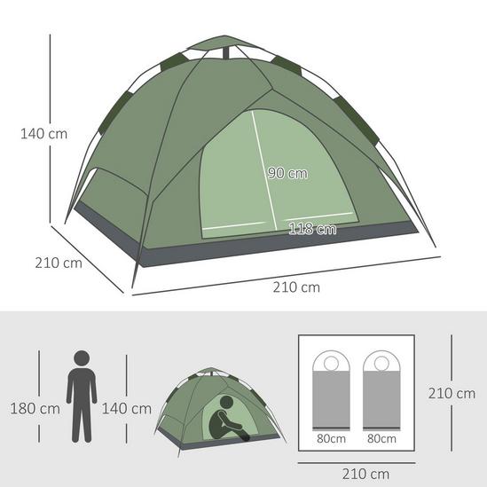 OUTSUNNY 2 Man Pop Up Tent Camping Festival Hiking Family Travel Shelter 3