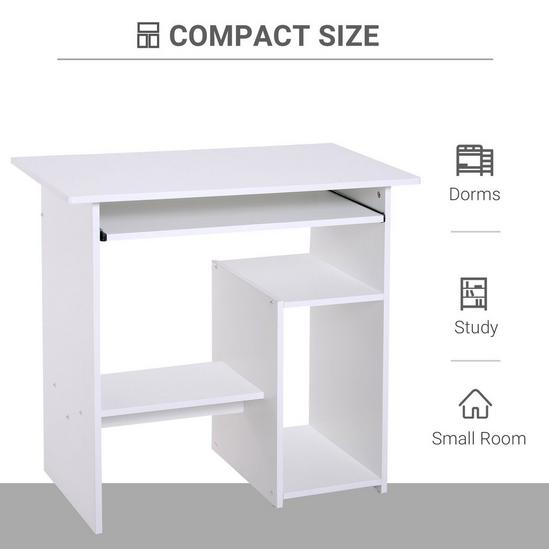 HOMCOM Compact Small Computer Table Wooden Desk Keyboard Tray Storage Shelf 6