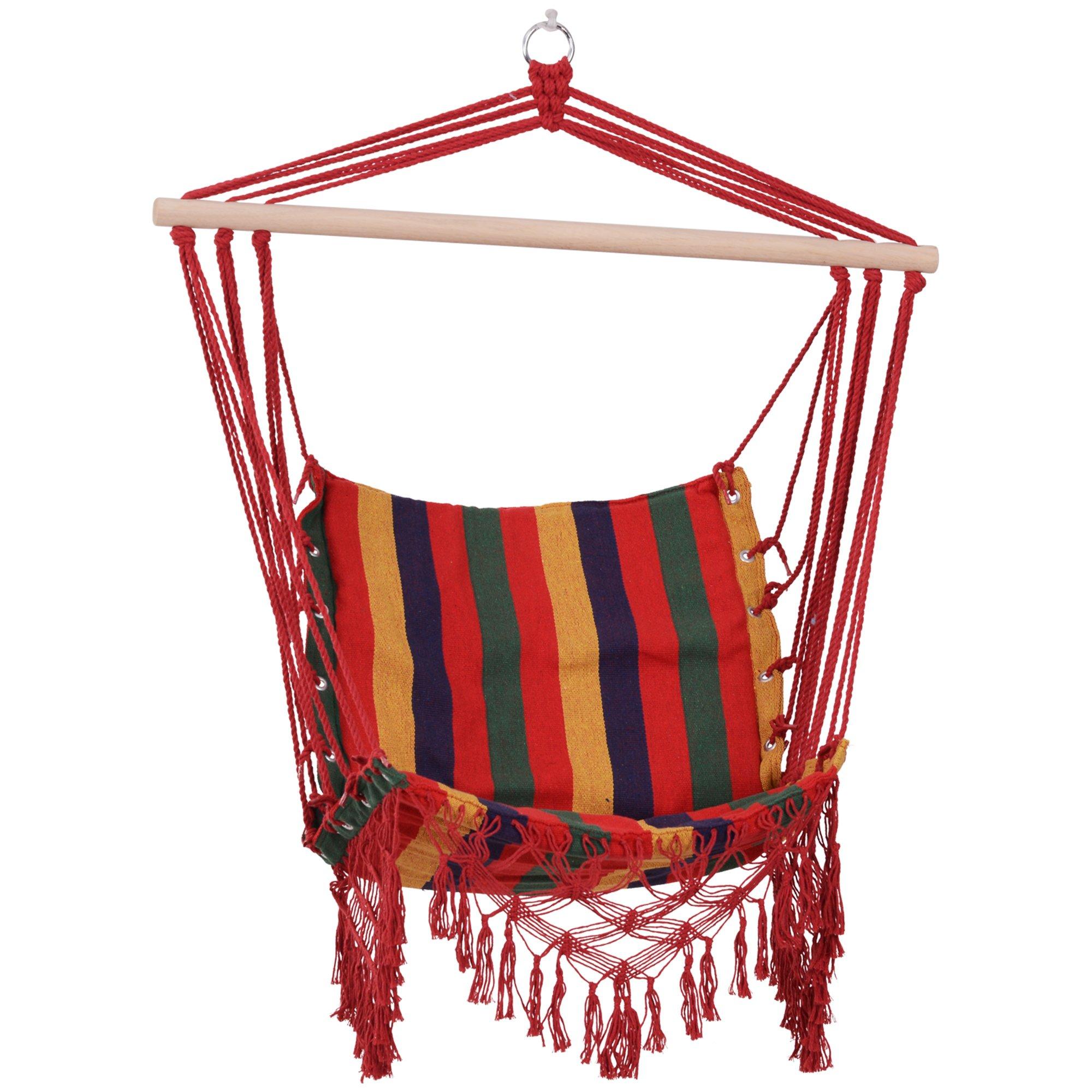 Photos - Garden Furniture Outsunny Hammock Chair Swing Striped Seat Porch Indoor Outdoor Hanging 