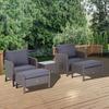 OUTSUNNY 5 Pcs PE Rattan Garden Patio Furniture Set with Chair Stool Coffee Table thumbnail 2