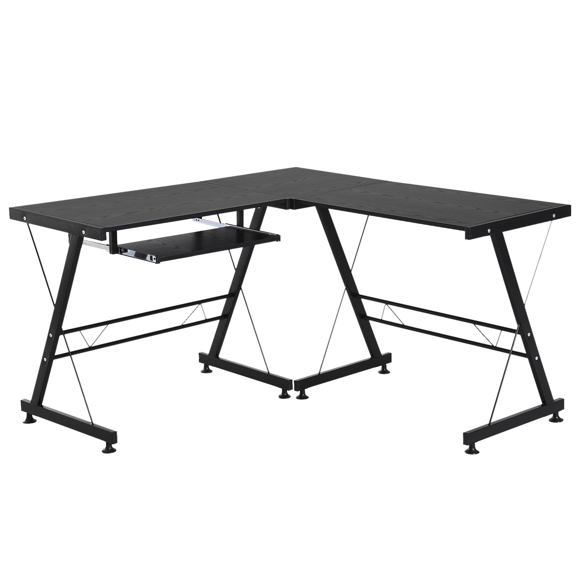 Office Gaming Desk L Shape Straight Corner Table Laminated Sturdy
