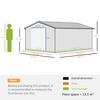 OUTSUNNY 13 X 11ft Outdoor Garden Storage Shed with2 Doors Galvanised Metal thumbnail 5