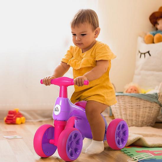 HOMCOM Baby Balance Bike Toddler Safe Training 4 Smooth Rubber Wheels w/Storage Bin 1
