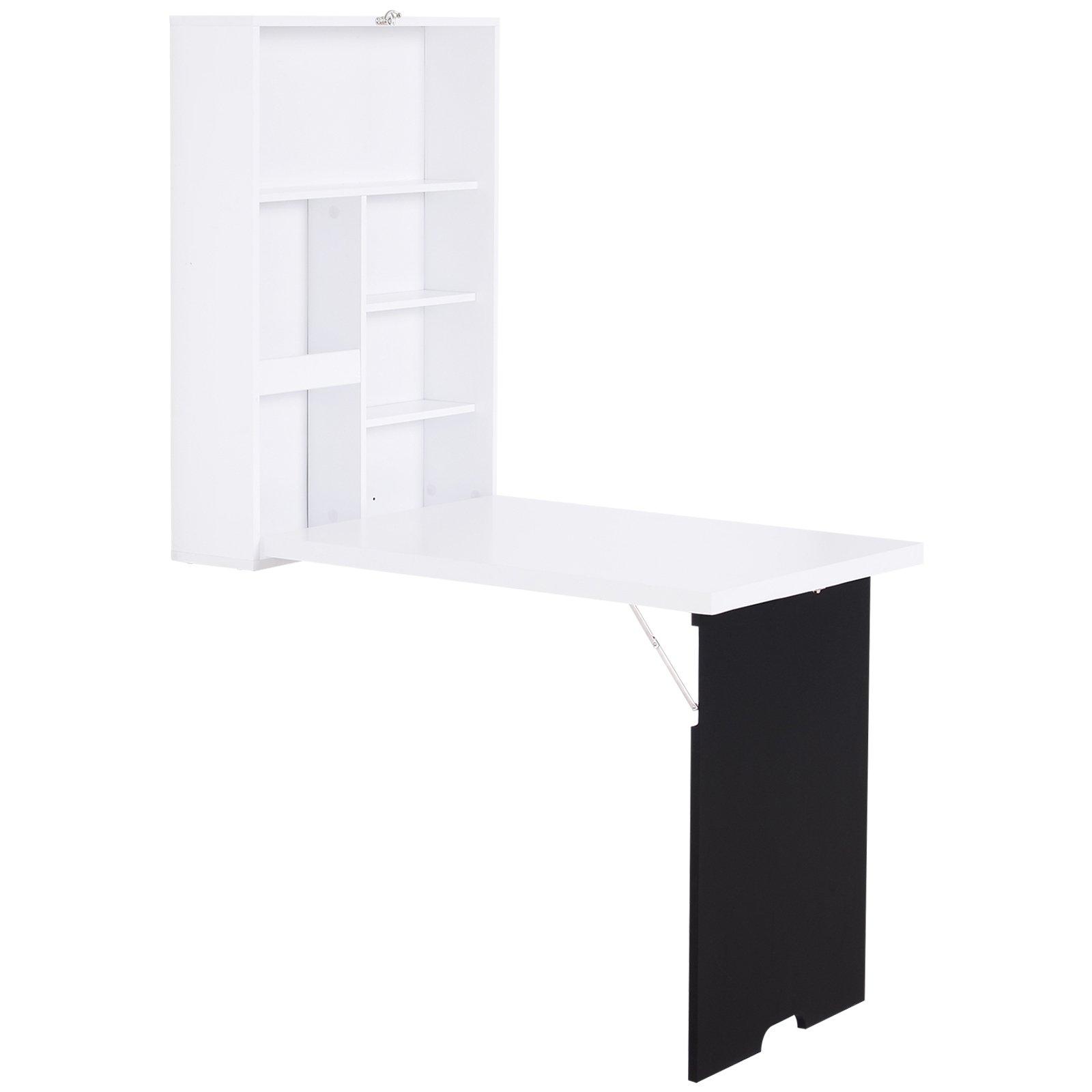 Folding Wall-Mounted Drop-Leaf Table withChalkboard Shelf