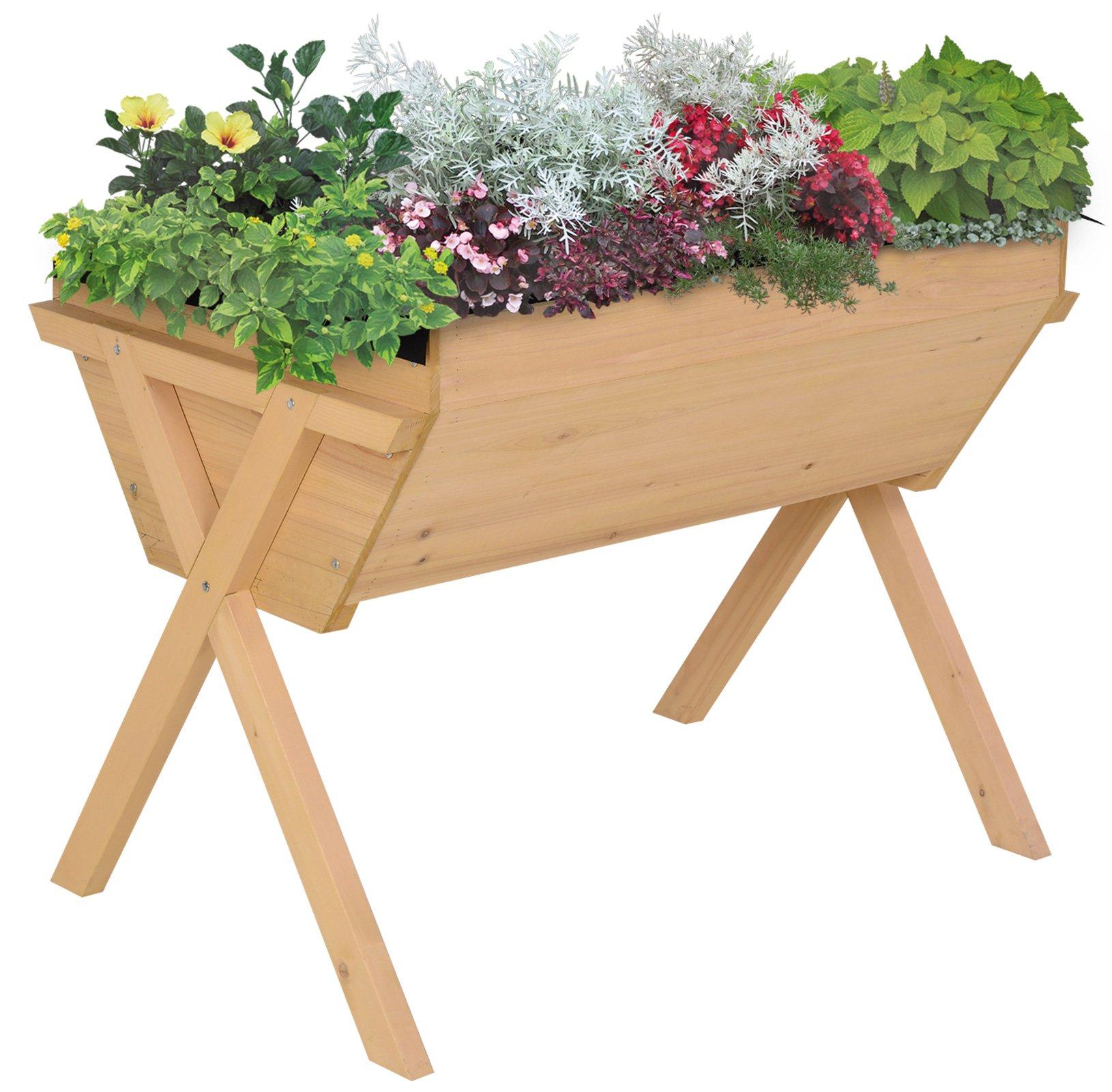 Wooden Planter Raised Bed Stand Vegetable Flower Bed 100 x 70 x 80cm