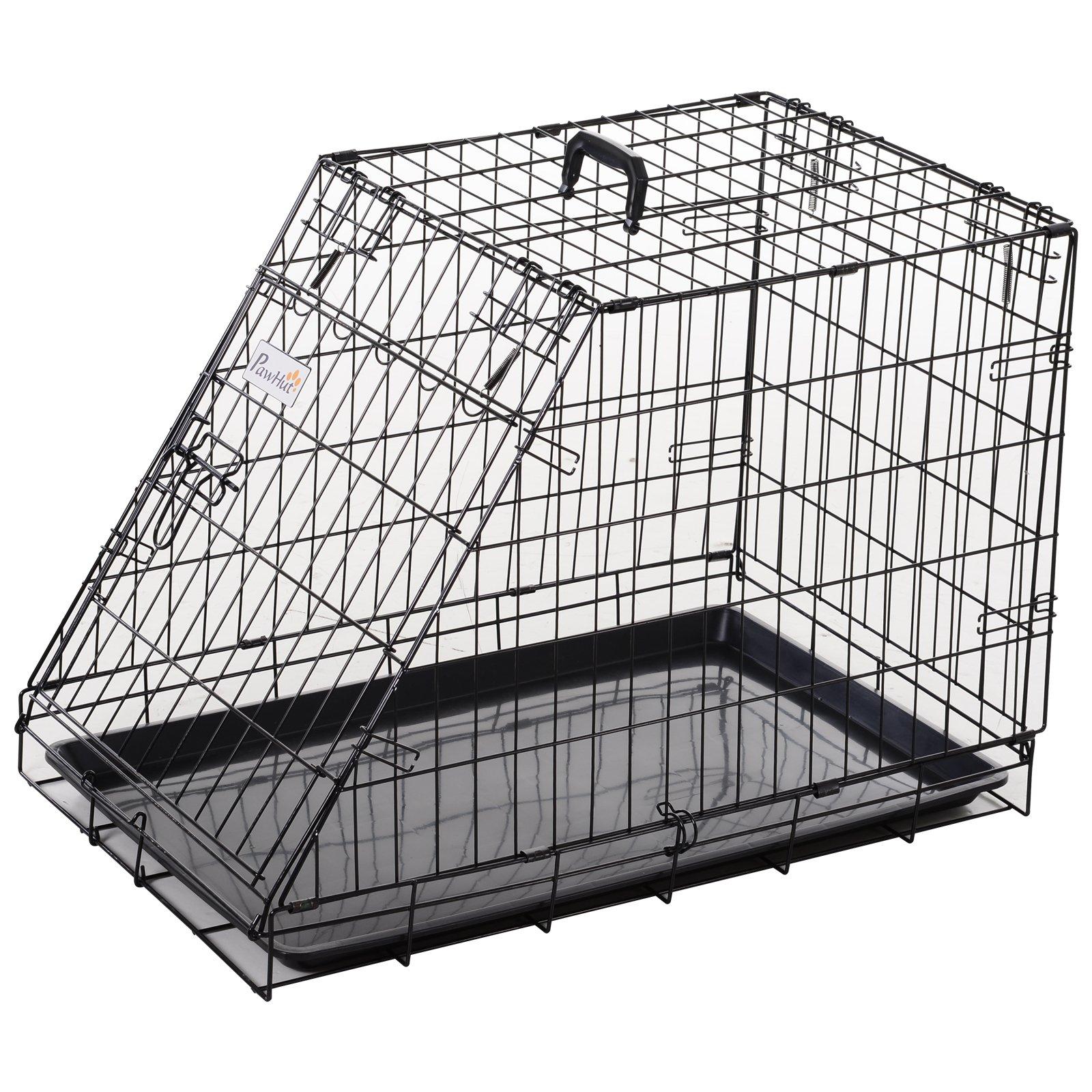 Metal Collapsible Car Dog Cage Transport Carrier Removable Tray