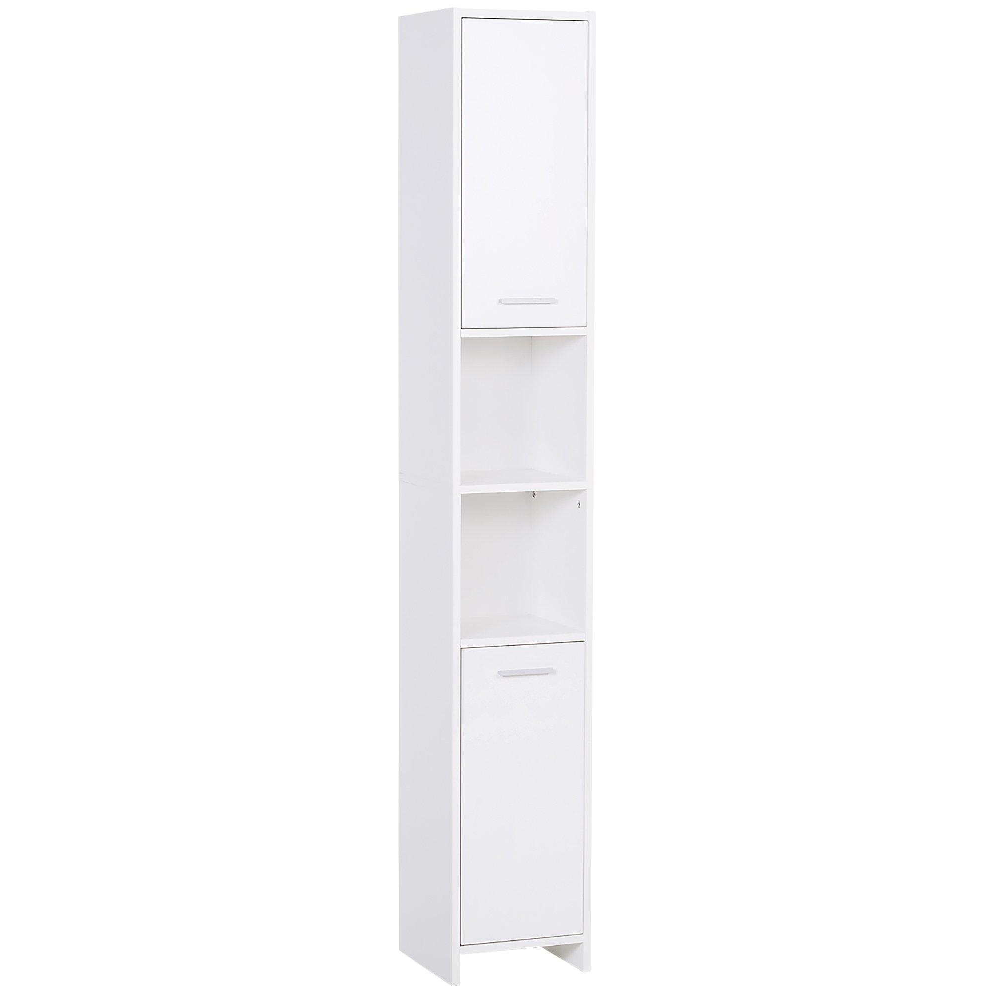 Bathroom Floor Storage Cabinet Slim Tallboy Door Cupboard & Shelves
