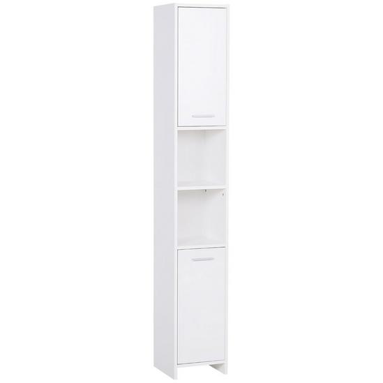 HOMCOM Bathroom Floor Storage Cabinet Slim Tallboy Door Cupboard & Shelves 1