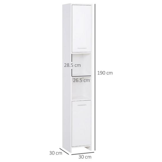 HOMCOM Bathroom Floor Storage Cabinet Slim Tallboy Door Cupboard & Shelves 4