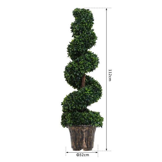 OUTSUNNY 2 PCS Artificial Boxwood Spiral Tree Home Decorative Plant Nursery Pot 3