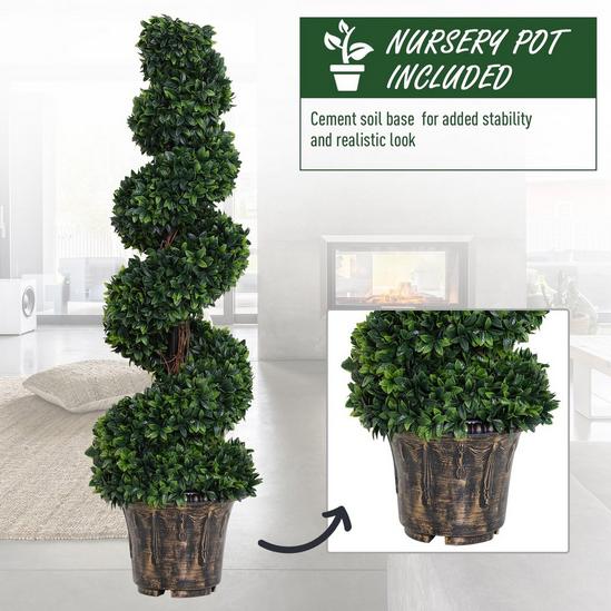 OUTSUNNY 2 PCS Artificial Boxwood Spiral Tree Home Decorative Plant Nursery Pot 5