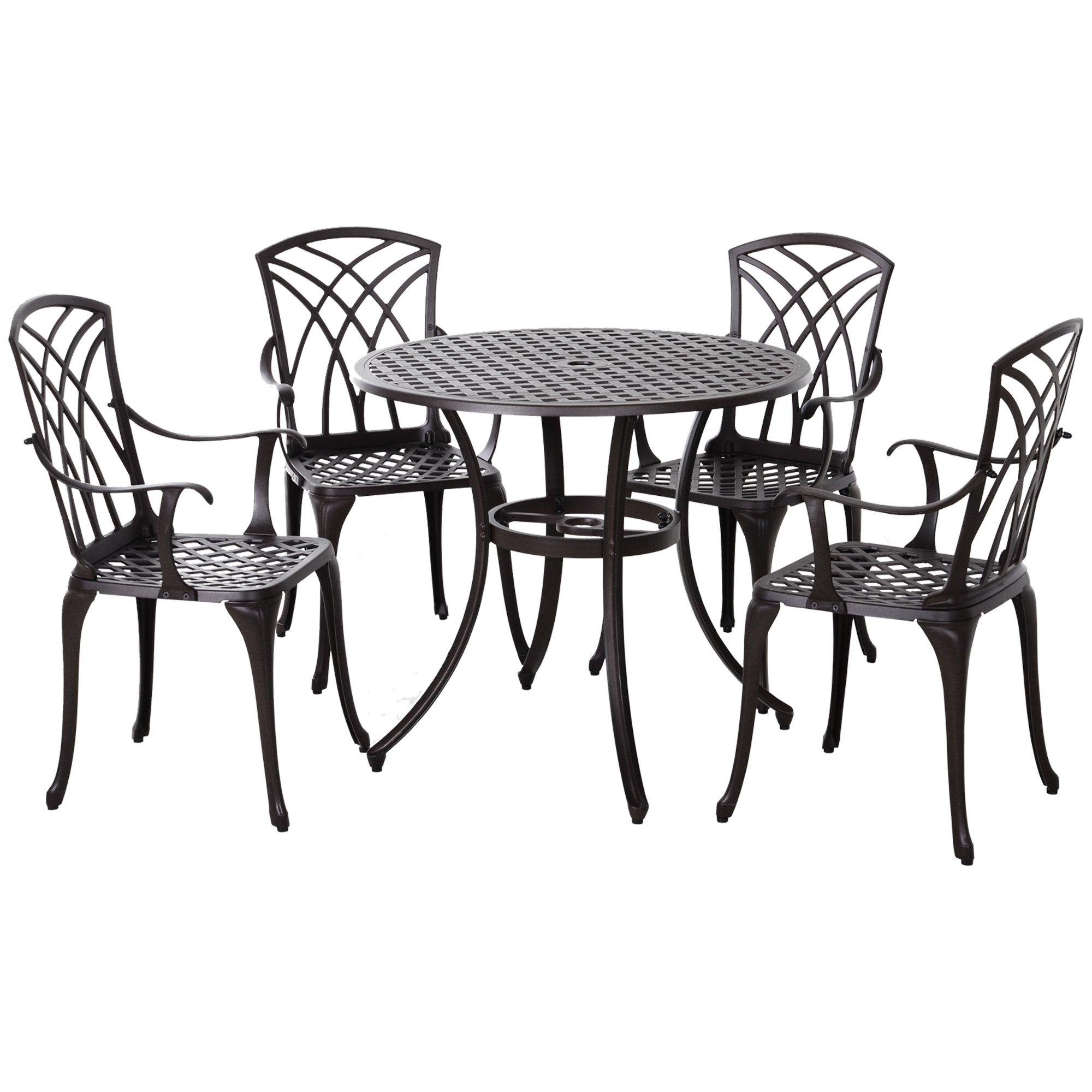 5 PCs Coffee Table Chairs Outdoor Garden Furniture Set with Hole