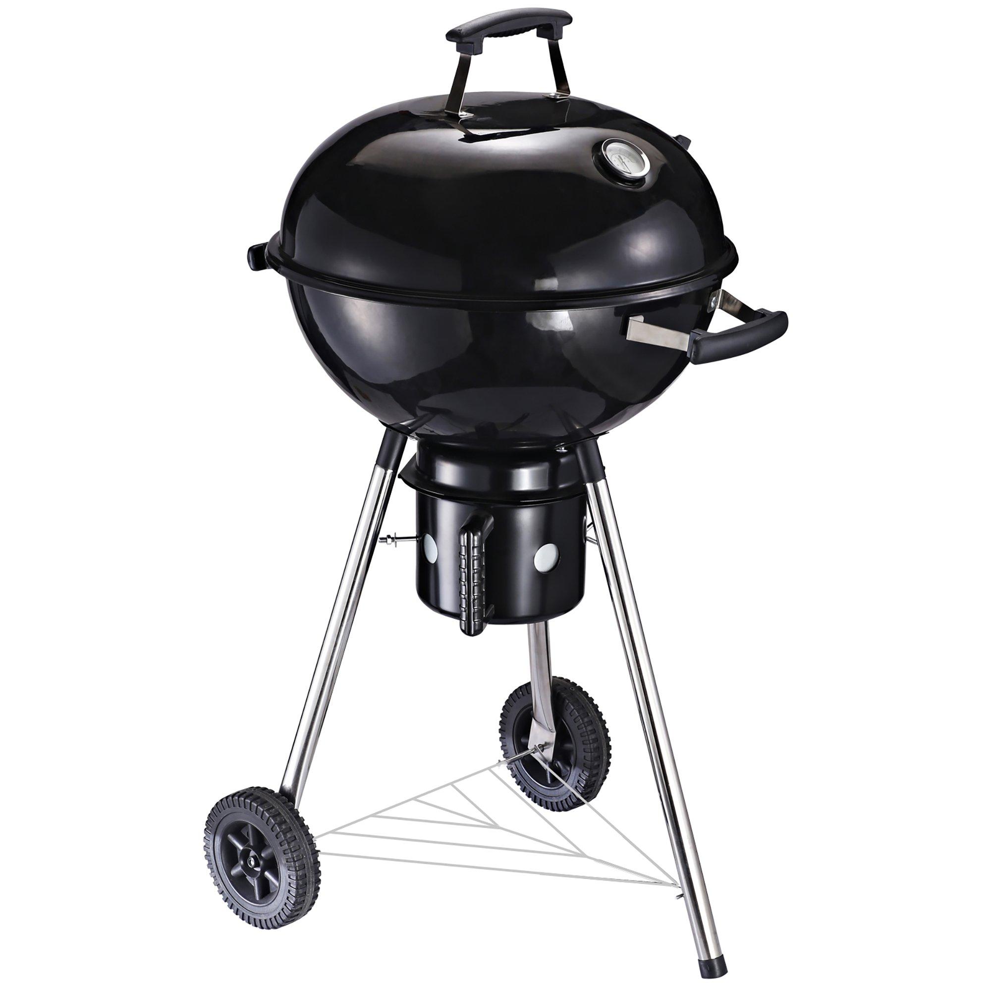 Freestanding Charcoal BBQ Grill Portable Cooking Cooker with Wheels
