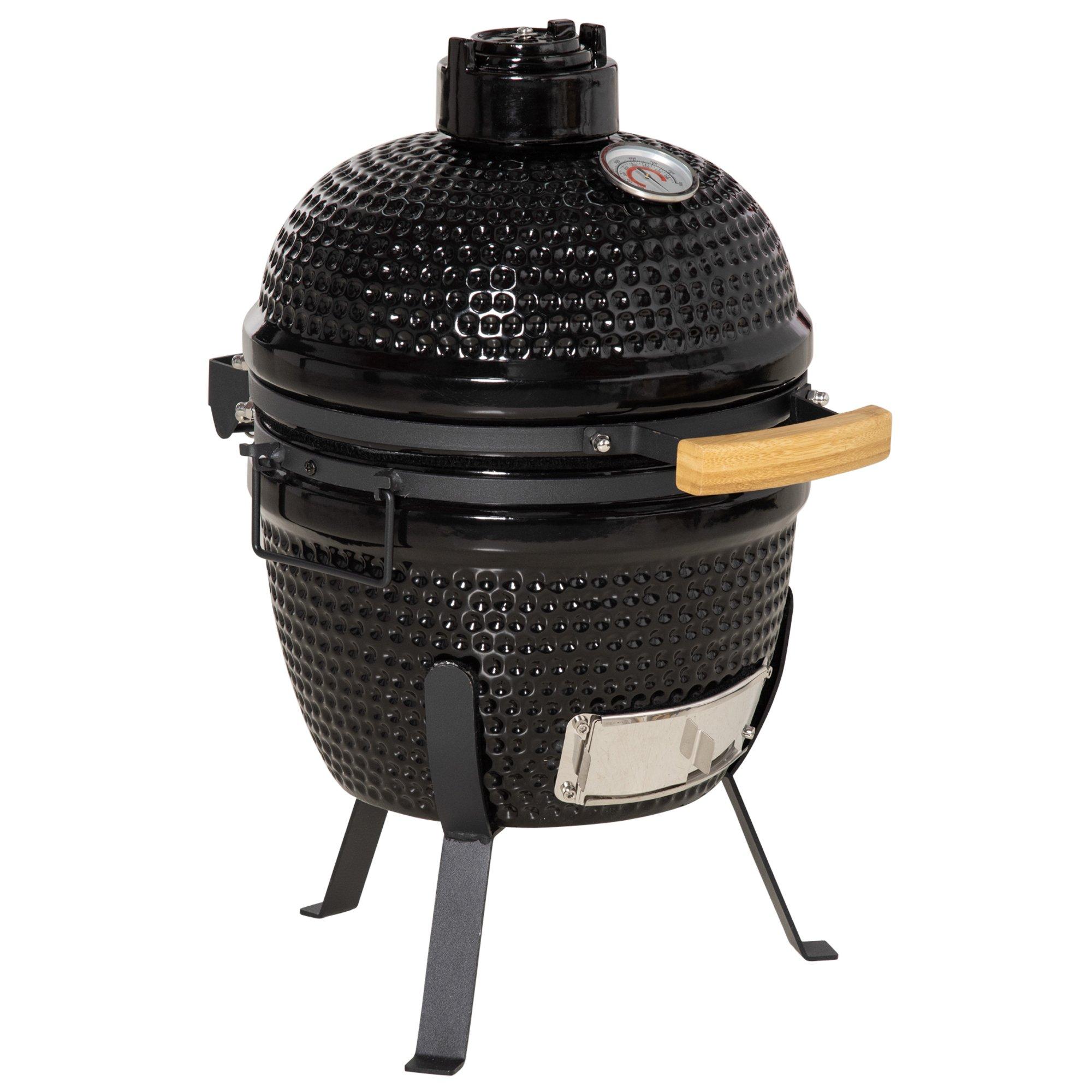 Charcoal Grill Cast Iron BBQ Cooking Smoker Standing Heat Control