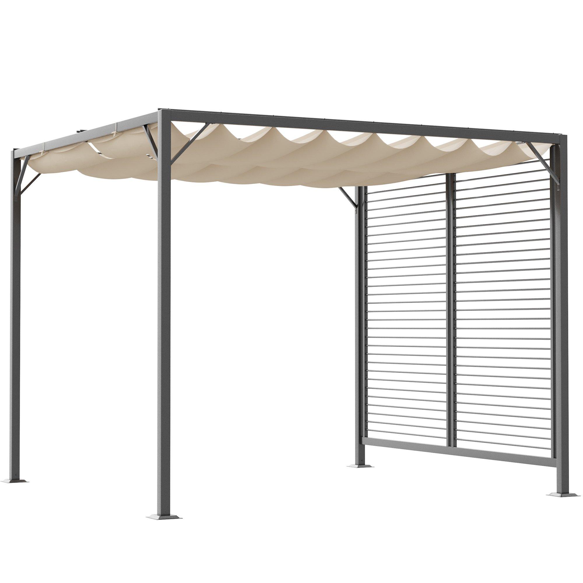 Metal Pergola Patio Sun Shelter Grape Tent Retractable Canopy UV Cut