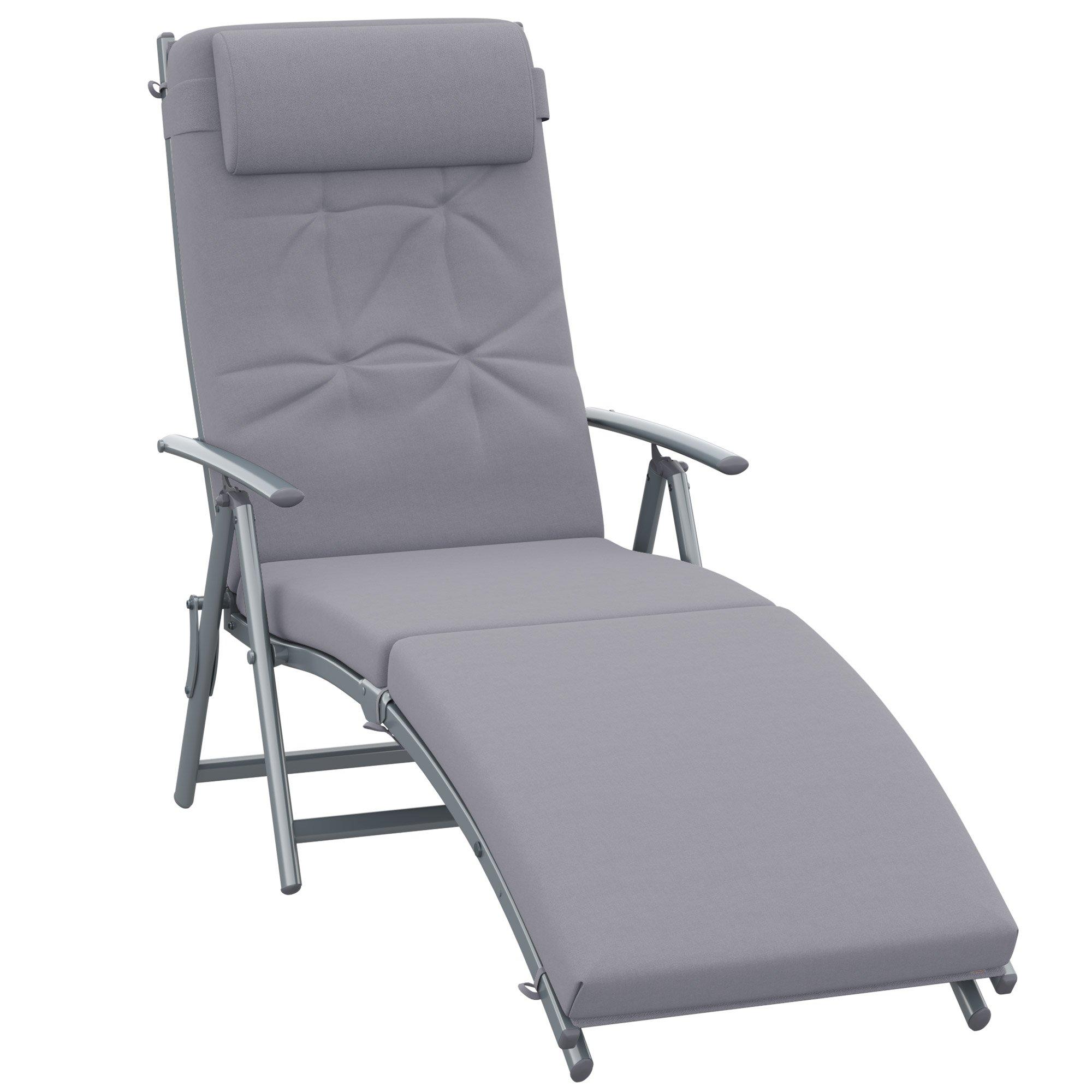 Sun Lounger Recliner Foldable Padded Seat Adjustable Texteline