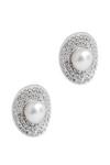 Pure Luxuries London Gift Packaged 'Consuelo' Rhodium 925 Silver and Freshwater Pearl Stud Earrings thumbnail 1