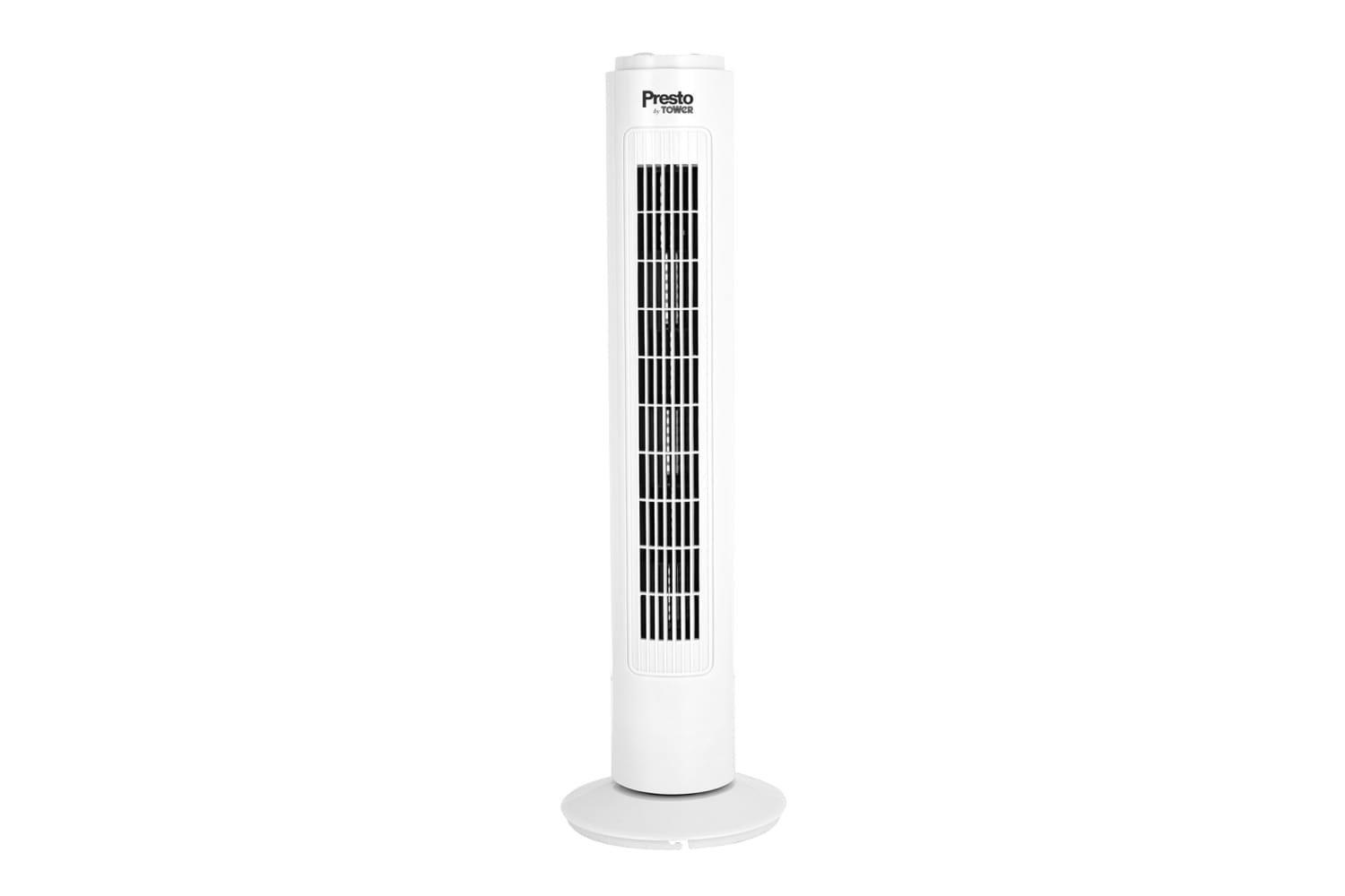 Presto by Tower PT627000 Tower Fan with 3 Speed Settings, 2 Hour Timer, 29, 45W, White 