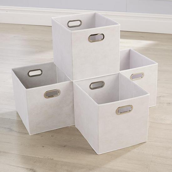 Home Source Cube Pack of Four Canvas Fabric 33x37cm Large Storage Insert Boxes 3