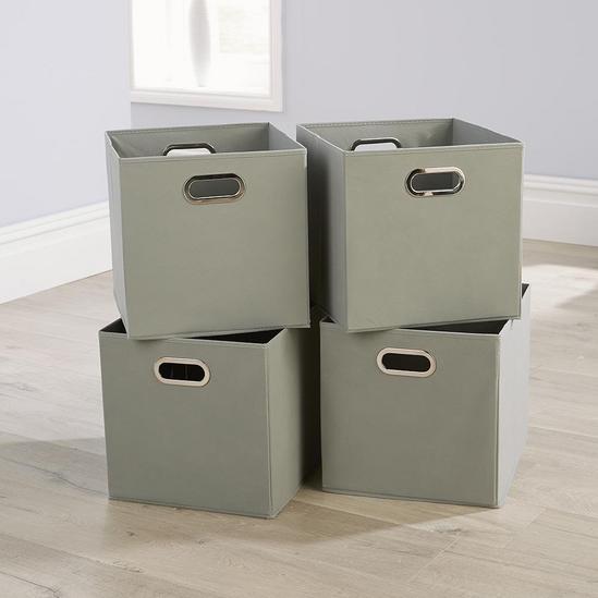 Home Source Cube Pack of Four Canvas Fabric 33x37cm Large Storage Insert Boxes 1