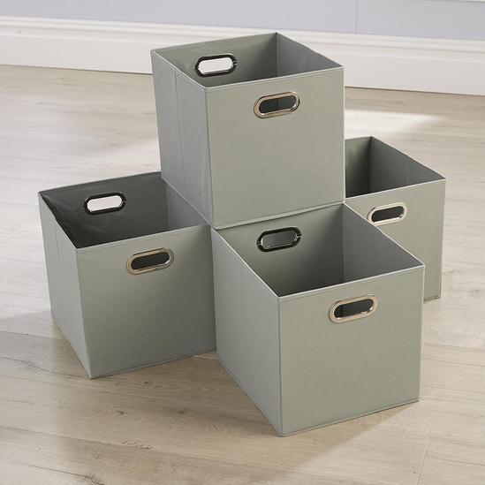 Home Source Cube Pack of Four Canvas Fabric 33x37cm Large Storage Insert Boxes 3
