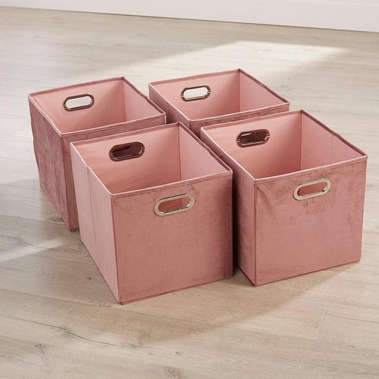 Home Source Cube Pack of Four Canvas Fabric 33x37cm Large Storage Insert Boxes 2