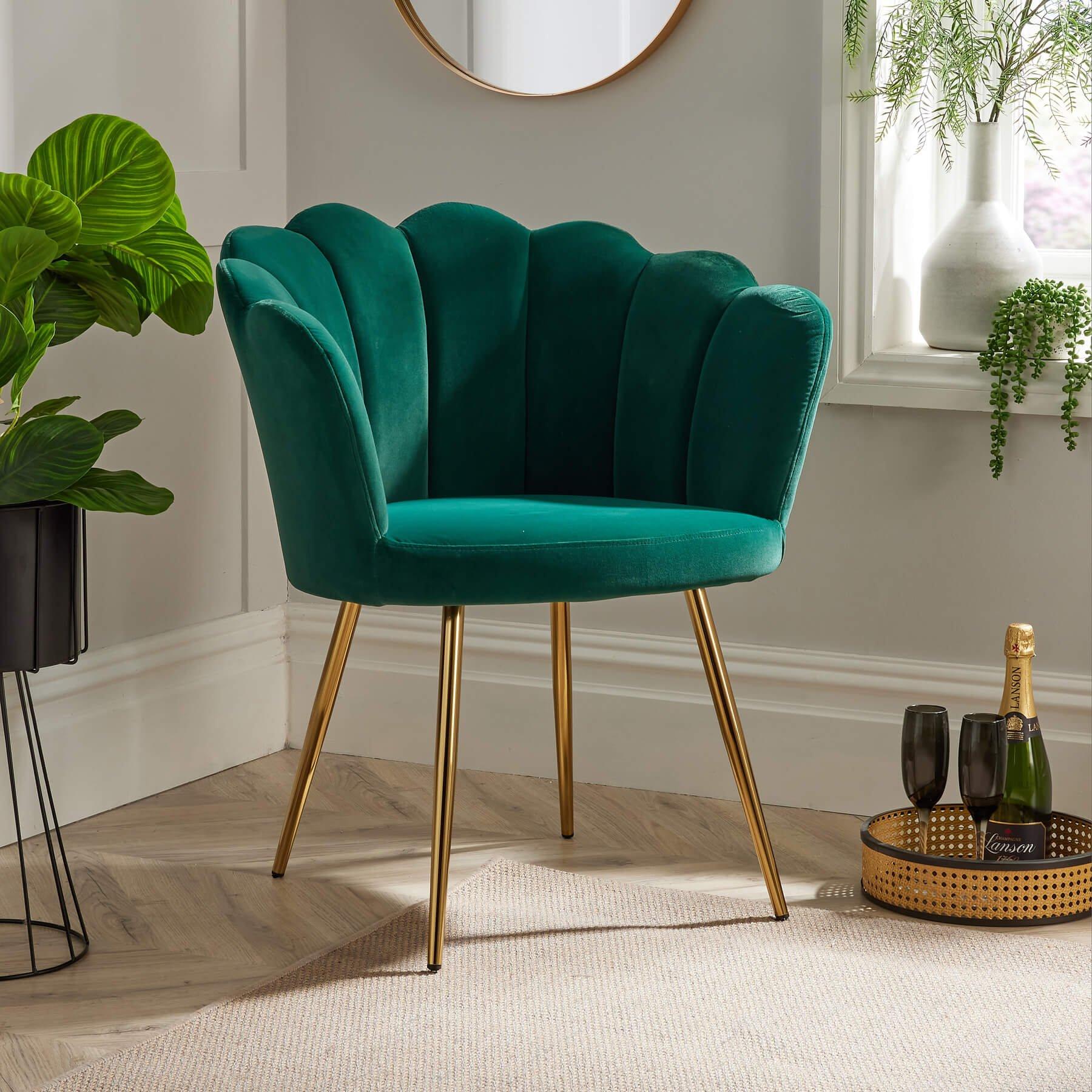 Compact Scallop Occasional Chair with Metal Legs