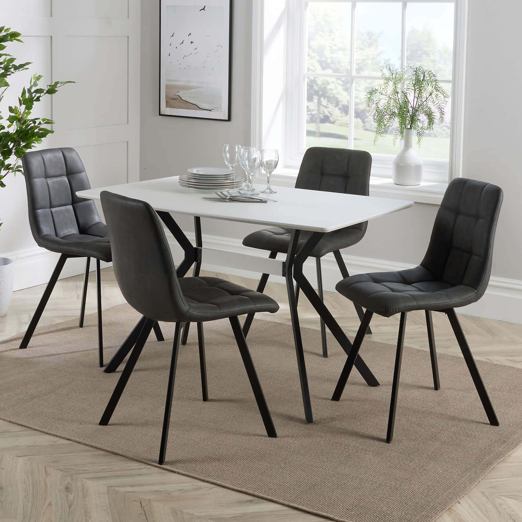 Luxor Dining Table and 4 Leia Chairs Set