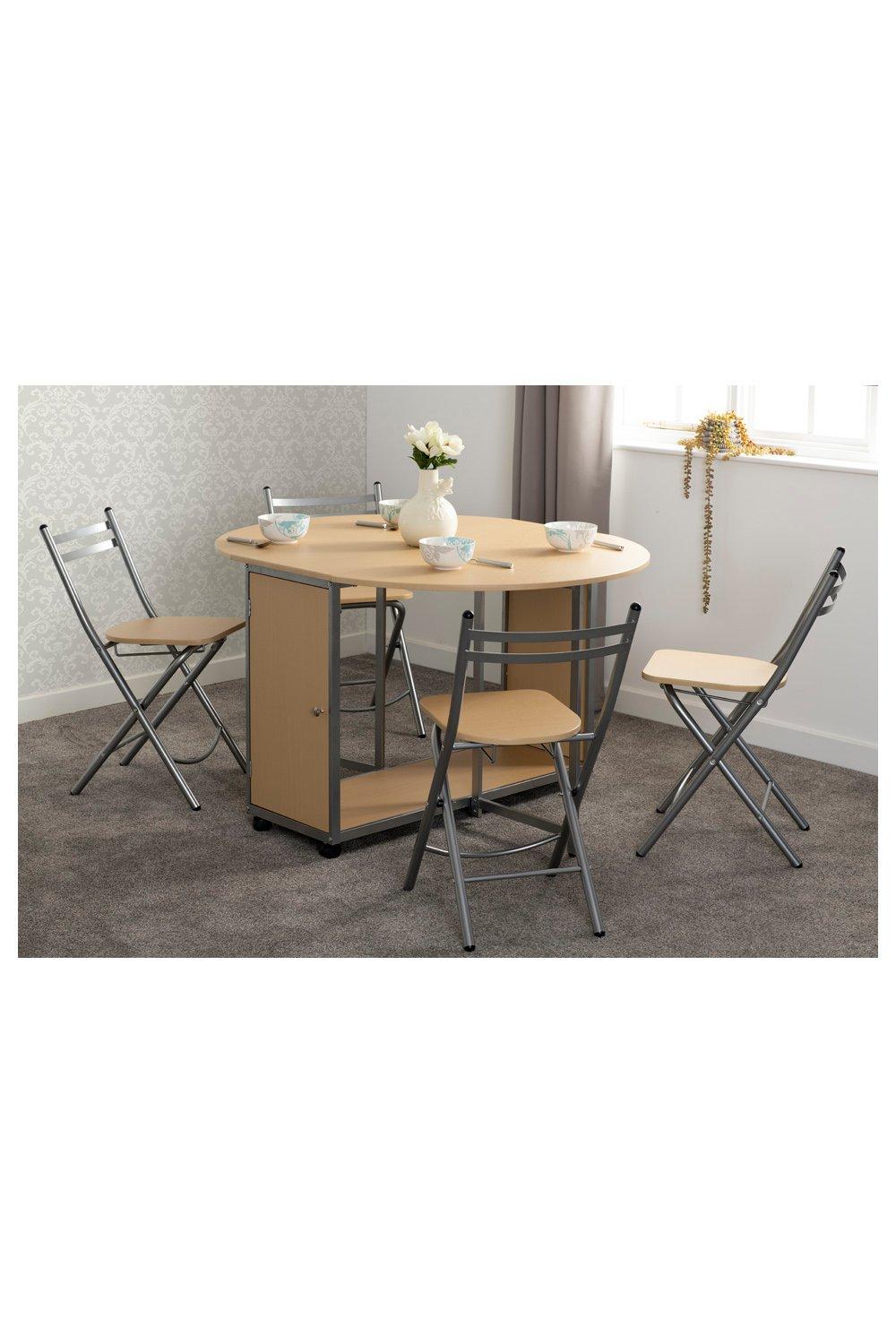 Seconique Budget Butterfly 138cm Beech Dining Table and 4 Chairs Set