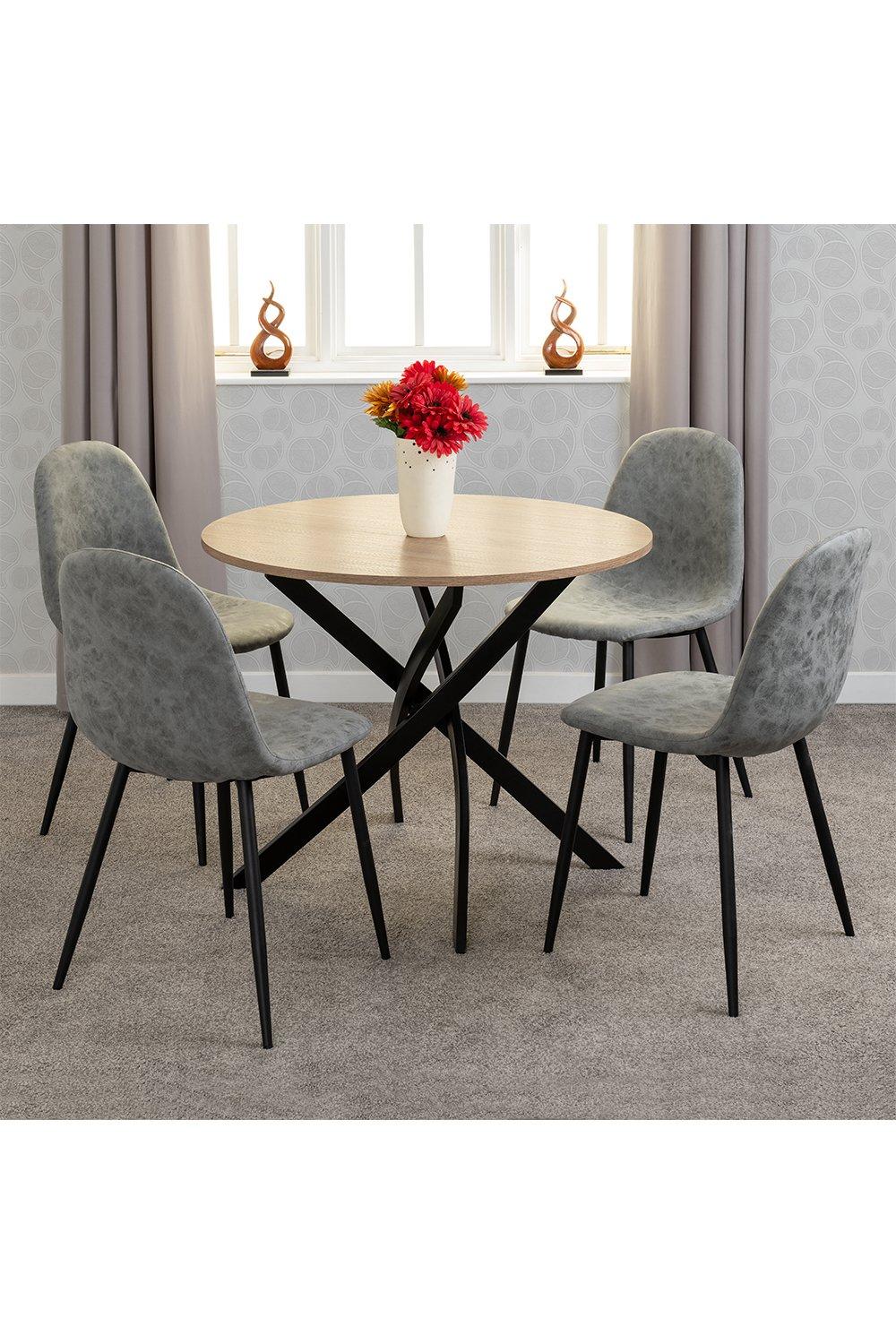 Sheldon Round Wooden Top and Athens Dining Set