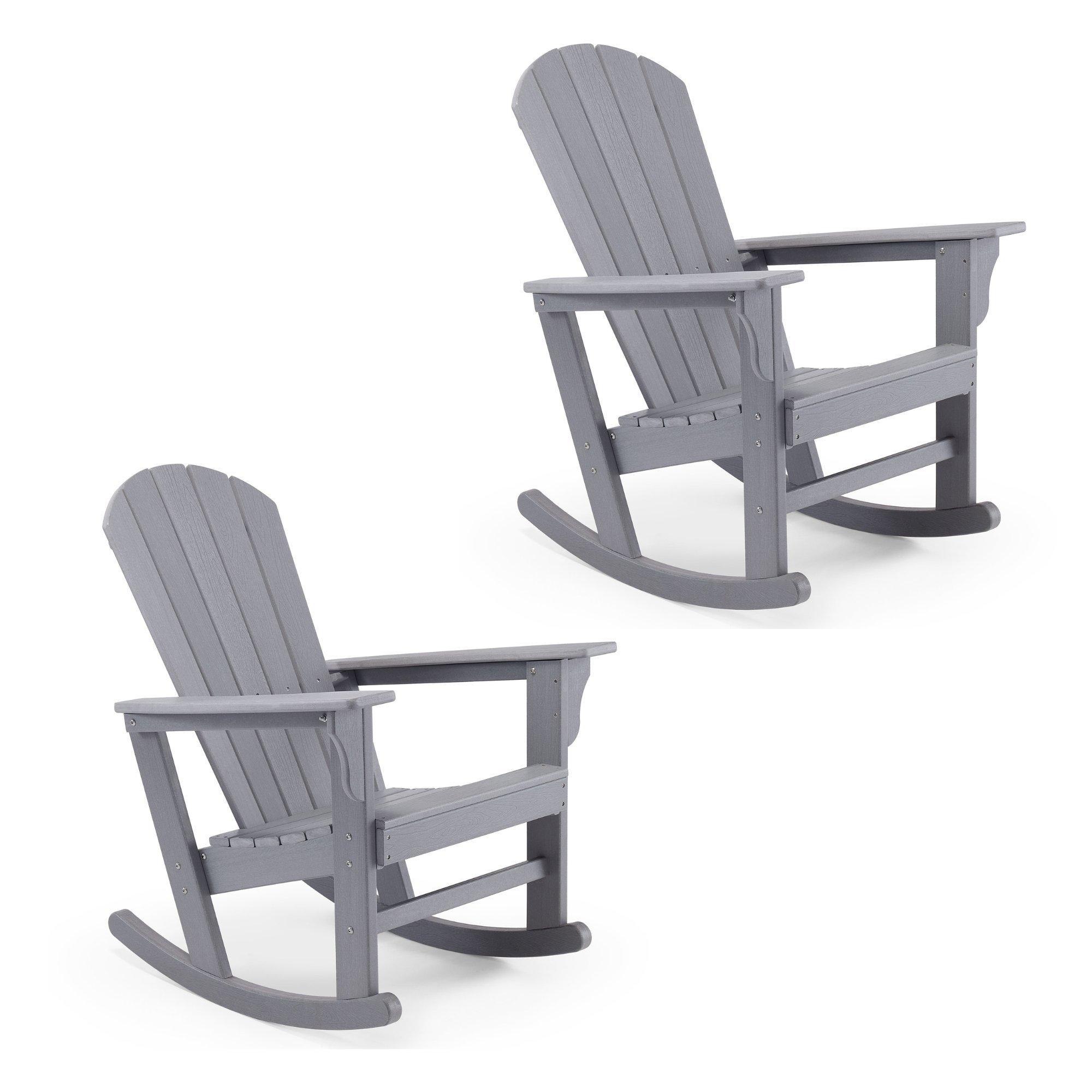 Set of 2 Waterproof HDPE Rocking Adirondack Chair