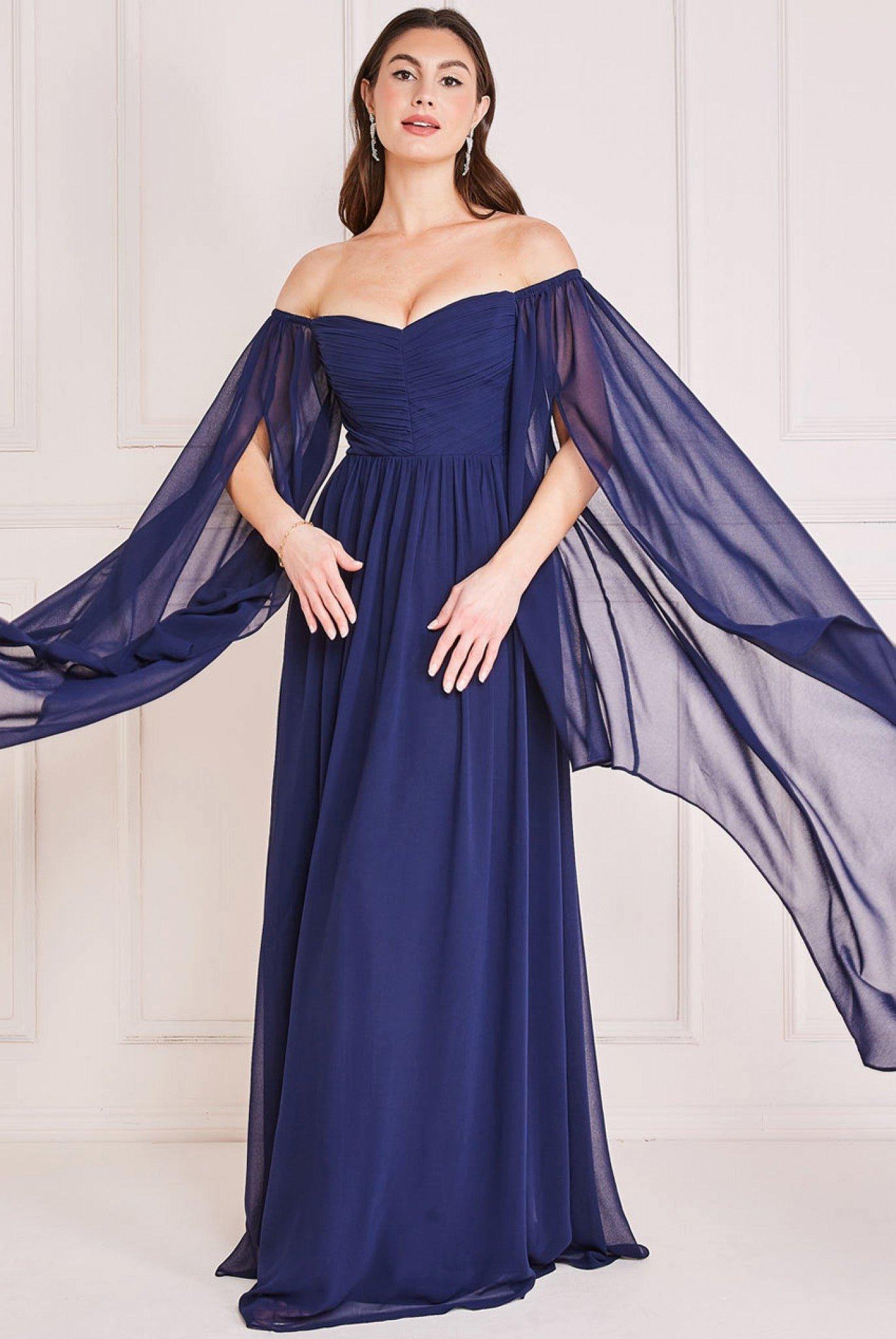 Chiffon Off The Shoulder Maxi With Wings
