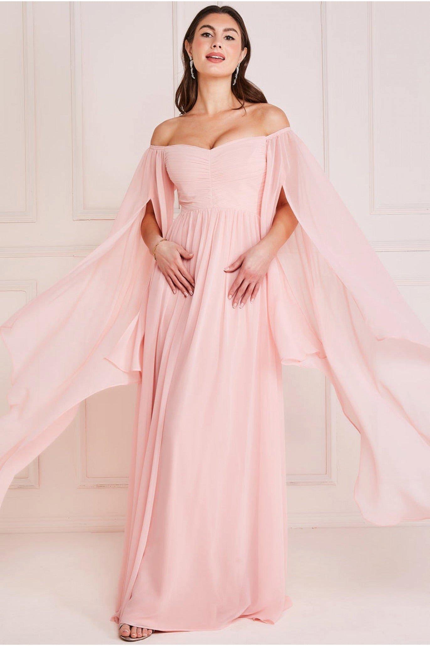 Chiffon Off The Shoulder Maxi With Wings