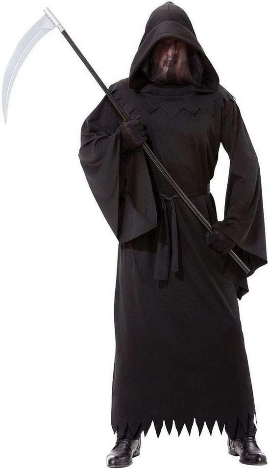 Shatchi Halloween Costume Grim Reaper Phantom of Darkness Fancy Dress Party Outfit One Size Fit,Black 2