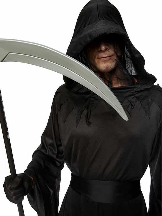 Shatchi Halloween Costume Grim Reaper Phantom of Darkness Fancy Dress Party Outfit One Size Fit,Black 4